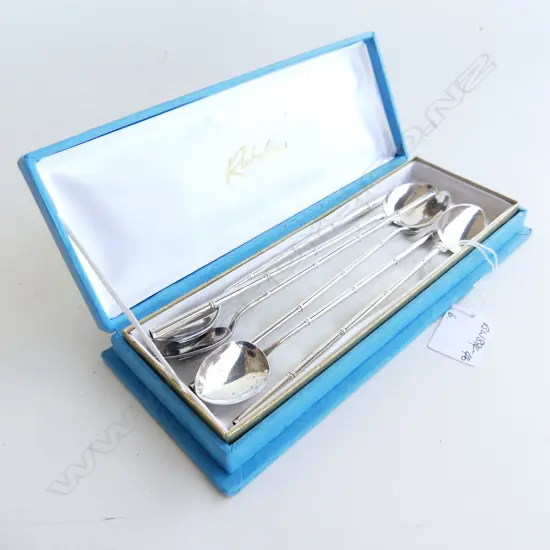 SET 6 HONGKONG STERLING STRAW SPOONS L.190mm