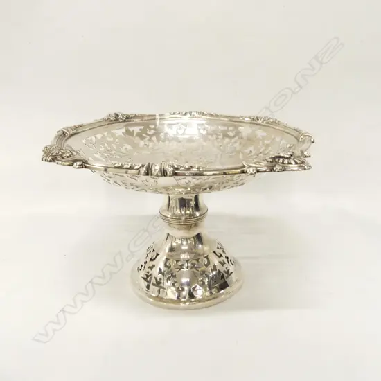 STERLING SILVER COMPORT LONDON 1871. 803gm. 305 x 160mm