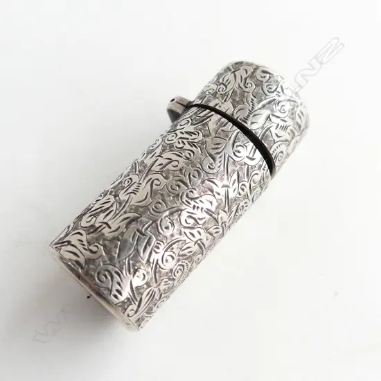STG SILVER CYLINDRICAL CONTAINER, LONDON 1897 19.6 GRAMS H.50mm