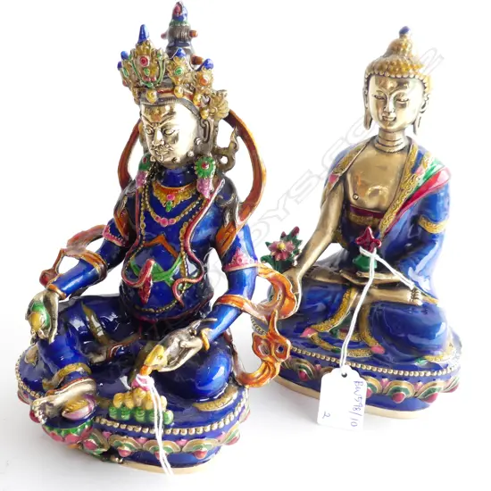 2 ENAMELED BUDDHA H.200mm