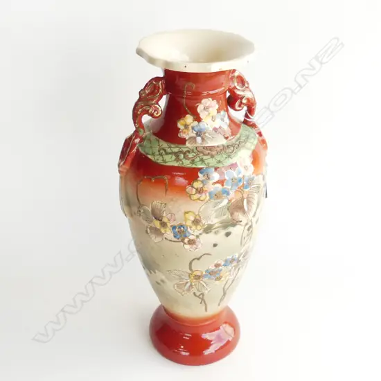 LATE 19THC SATSUMA VASE H 330 MM HAIR LINE CRACK