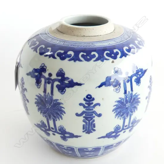 OLD BLUE & WHITE GINGER JAR (NO LID) H. 185MM