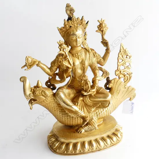 BUDDHA w. 4 ARMS ON DRAGON H.250mm