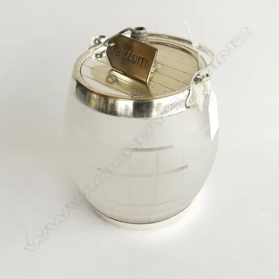 EP TOPPED ETCHED GLASS  BISCUIT BARREL H 170 MM
