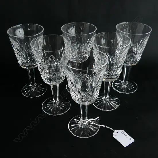 SIX WATERFORD WINE GLASSES (LISMORE) H.140mm