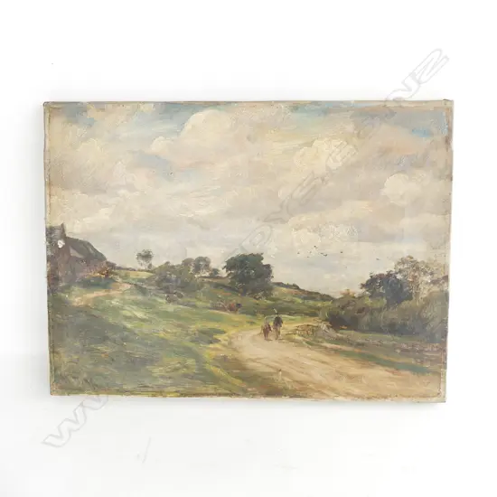 19thC OIL ON CANVAS BY D MCKAY 'Entrance To Ancrum village of Roxburghshire ' 280 x 380mm