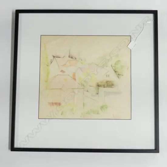 JOHN WEEKS - FRAMED COLOUR SKETCH (FREEMAN'S BAY?) 305 X 335MM