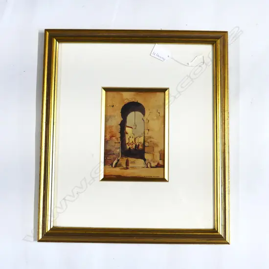 GILT FRAMED ARABIC W/C SIGNEDR GILLESPIE MELDRUM H400MM  W340MM