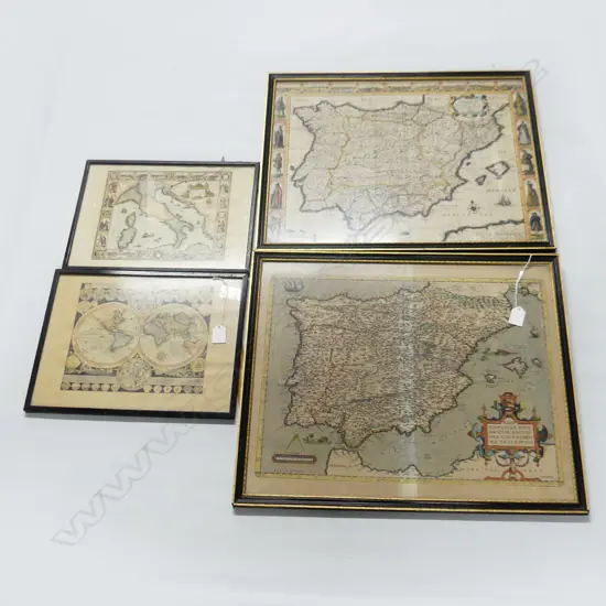 4 ANTIQUE MAPS; HAMPSHIRE & 'SPAINE' 430x525mm