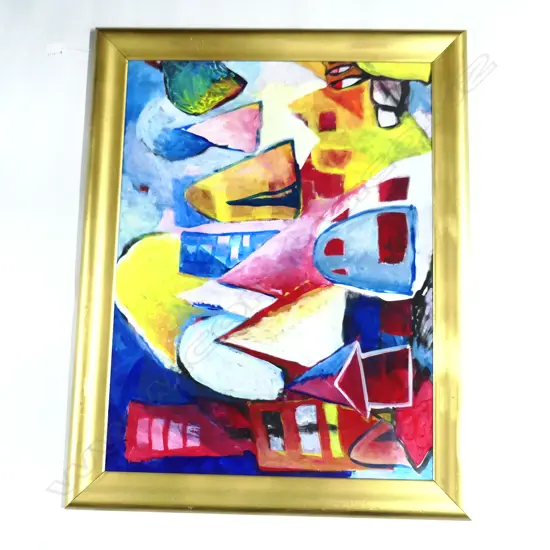 CONTEMPORARY ABSTRACT ACRYLIC ON BOARD 520x690mm GOLD FRAME