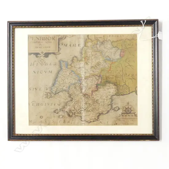 17thC MAP; COUNTY OF PEMBROKESHIRE 275x330mm