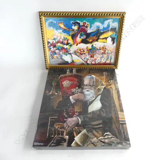 2 JEWISH ARTWORKS; FLYING MAN 290x410mm