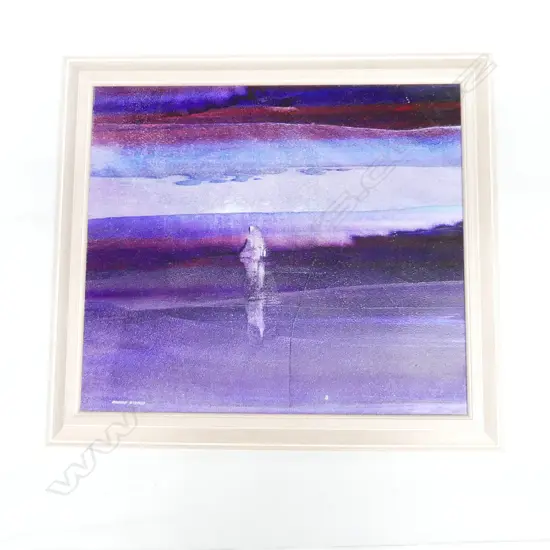 MAURICE BROOKES 'PURPLE BEACH' OIL ON BOARD 415x475mm