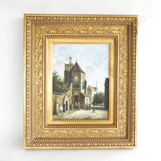 J. R. GRANESS, DUTCH SCENE, OIL ON BOARD, 390 x 290mm, GILT FRAME