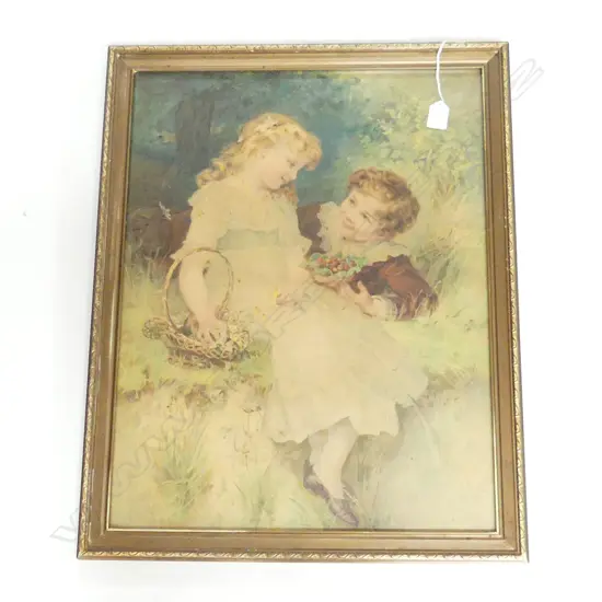 PEARS ORIGINAL “SWEETHEARTS” PRINT C. 1905 IN FRAME L. 640MM