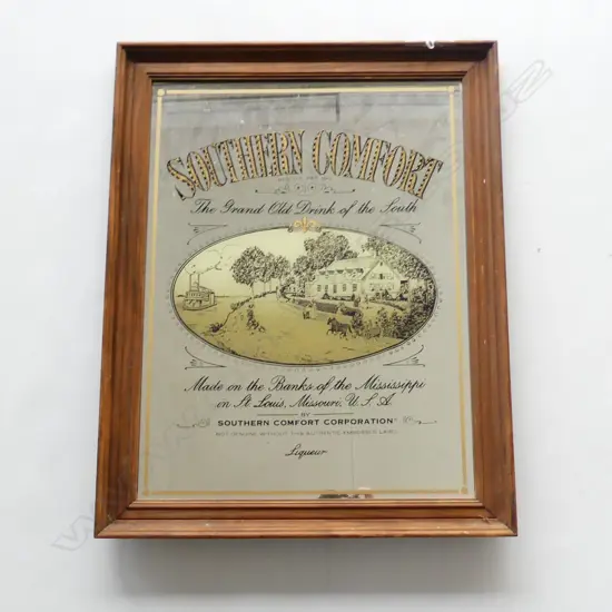 VINTAGE SOUTHERN COMFORT ADVERTISING BAR MIRROR 480 X 610MM
