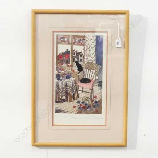 KAREL BURROWS 'COTTAGE CAT' A/P 385x220mm