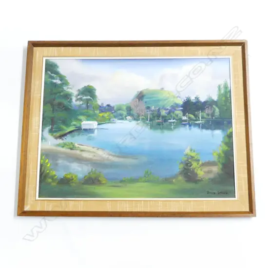 DAVID STONE 'MT WELLINGTON TAMAKI ESTUARY' OIL ON BOARD 440x595mm