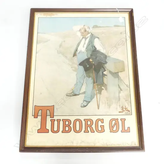 VINTAGE TUBORG BEER ADVERTISING POSTER  610 X 835MM