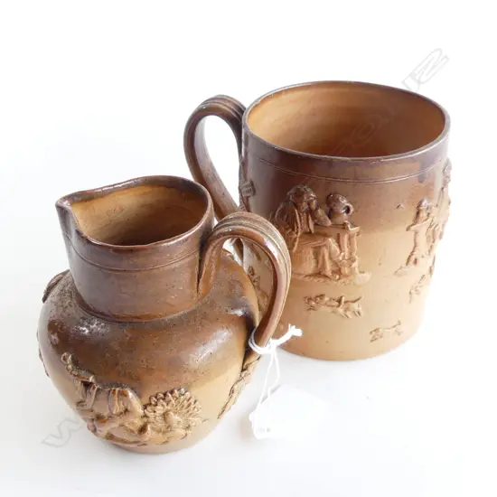 2 LAMBETH DOULTON HUNTING JUGS LARGE 200MM SMALL 110MM