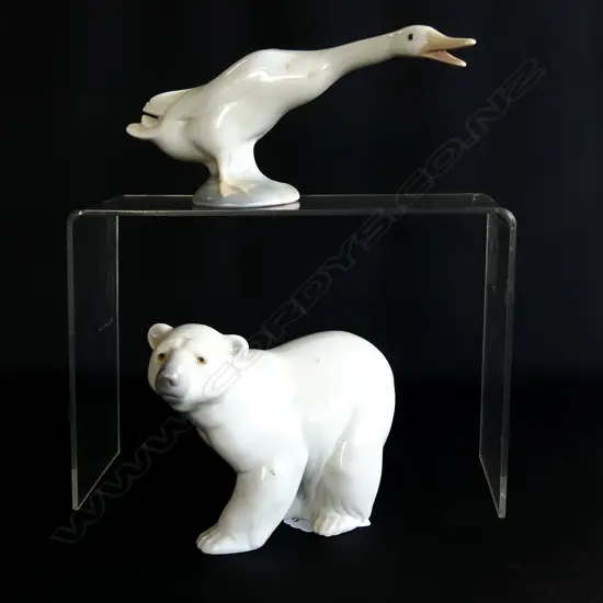 LLADRO POLAR  BEAR (L. 125MM) & LLADRO GOOSE (L. 165MM)