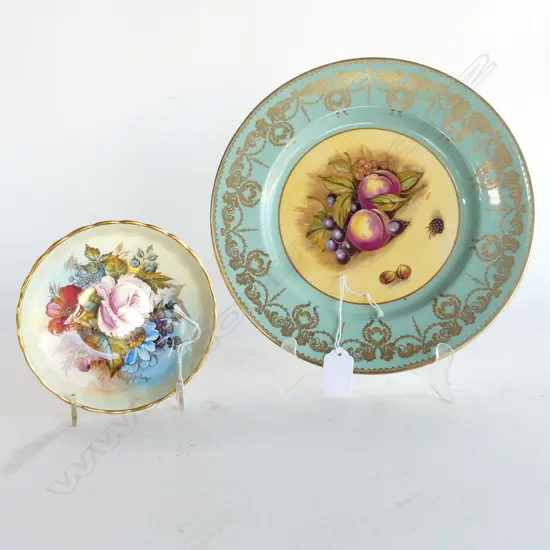 AYNSLEY FRUIT PAT RACK PLATE & AYNSLEY FLORAL DISH DIA 140MM