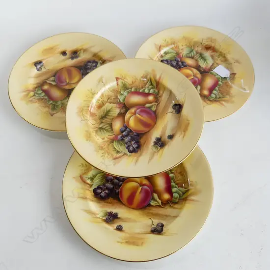 4 AYNSLEY RACK PLATES FRUIT PAT DIA 260MM