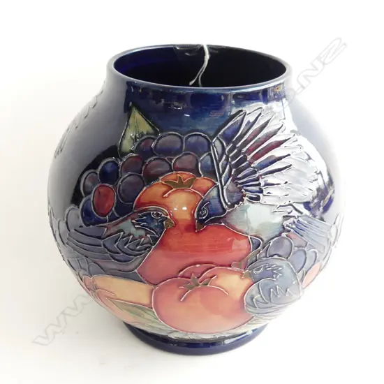 MOORCROFT VASE; BIRDS & FRUIT H.160mm