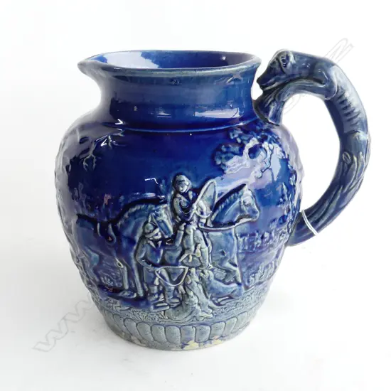 GEORGE BOYD attributed NEWTON, LG BLUE HUNTING JUG, C.1880'S, H. 215MM