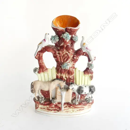 VICTORIAN STAFFORDSHIRE FLATBACK SPILL VASE H. 260MM