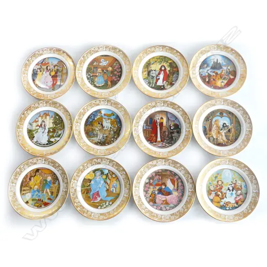 12 GERMAN FRANKLIN PORCELAIN FAIRY TALE COLLECTORS PLATES 200mm dia