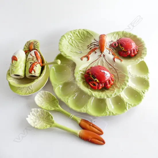 11 PCES CARLTONWARE LETTUCE & LOBSTER; EGG PLATE 310mm dia