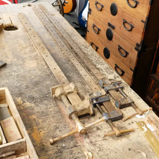 3 LONG SASH CLAMPS, L.1120mm EX. PHIL BROADBENT WORKSHOP