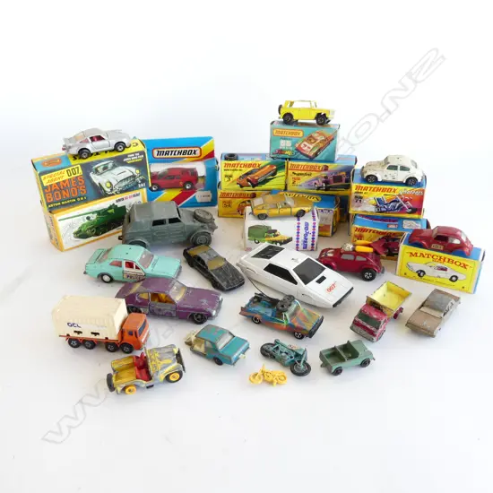 BOX LOT ASST. MODEL CARS; MATCHBOX ETC (some boxes empty)