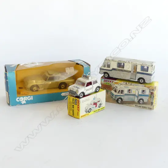 3 BOXED MODEL CARS; CORGI JAMES BOND ASTON MARTIN L.190mm, 2 DINKY