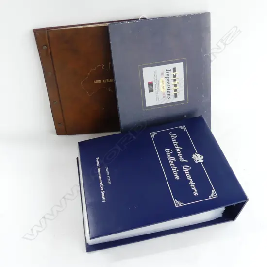 2 COIN ALBUMS; STATEHOOD QUARTERS COLLECTION, OTHER + 'FINAL IMPRESSIONS' NZ $1, $2 NOTES