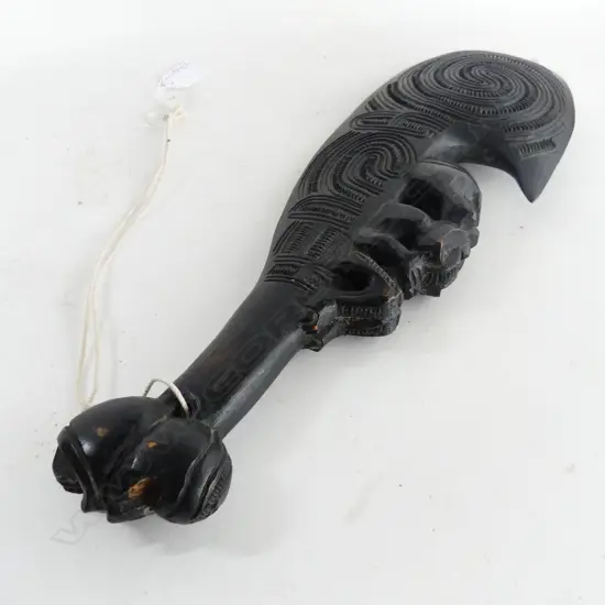 CARVED WOODEN MAORI PATU L.420mm