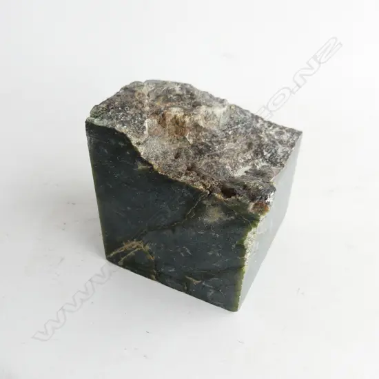 NEPHRITE POUNAMU BLOCK 70 X 80 X 80mm w exterior crust