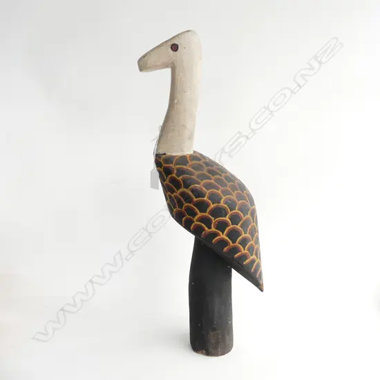 ABORIGINAL CARVED & PAINTED BIRD FIGURE H.560mm
