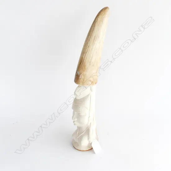 AFRICAN CARVED IVORY WOMAN BUST TUSK SECTION H.365mm