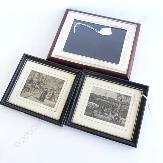PHOTO FRAME + PR ENGRAVINGS; HOLBORN VIADUCT, TOWER HOUSE ARMOURY 80x105mm