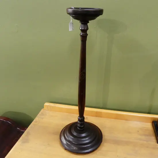 EDWARDIAN WOODEN MAHOGANY TURNED STAND H. 630MM