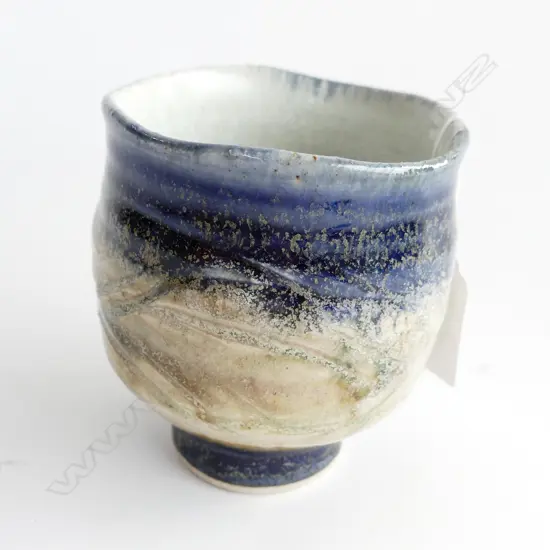 MIREK SMISEK UNOMI BLUE & PALE BANDS INCISED overlapping bands