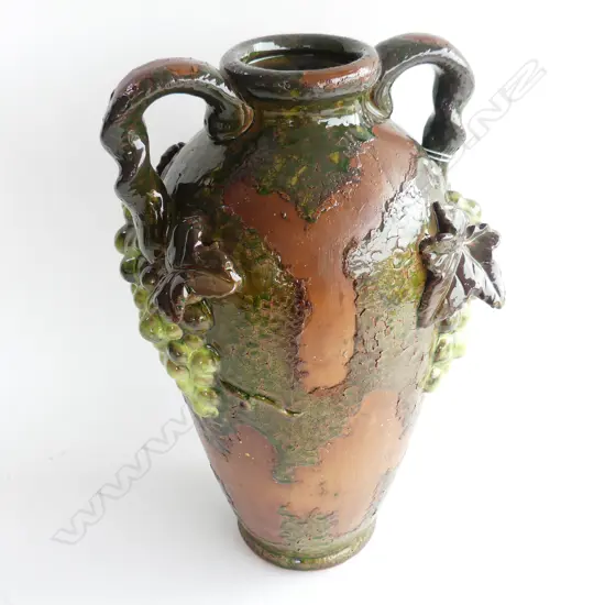 LG CERAMIC VASE w. GRAPE DESIGN H.370mm