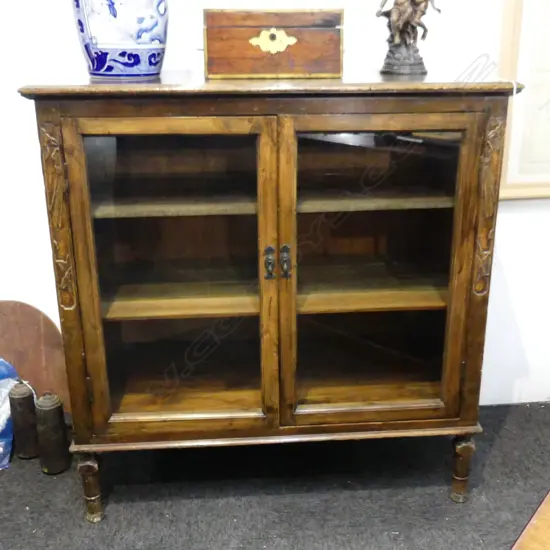 VINTAGE WOODEN CABINET - GLAZED DOORS 1010x500x1035mm