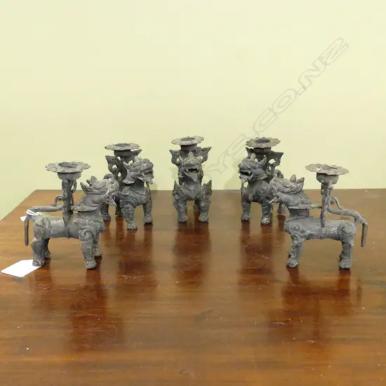 5 ORIENTAL DRAGON CANDLE HOLDERS H.95mm