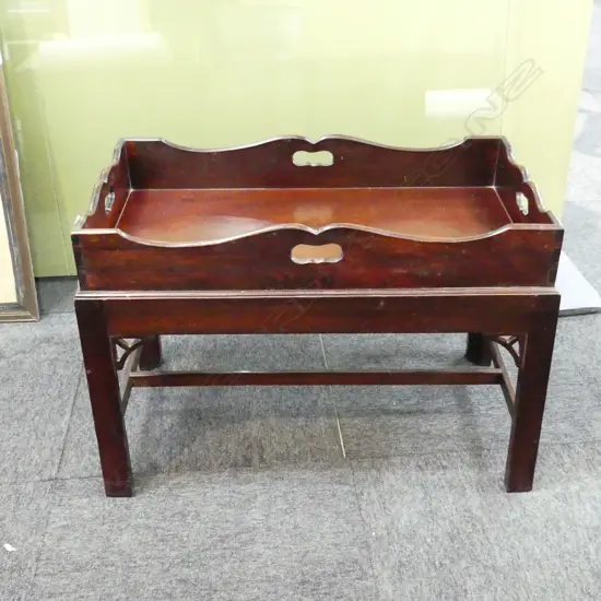 ENGLISH CHINESE CHIPPENDALE ROSEWOOD TEA TRAY TABLE 690 X 385MM