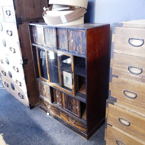 TEA CEREMONY CHADANSU CHEST PERSIMMON WOOD FRONT H100 W720 D310MM