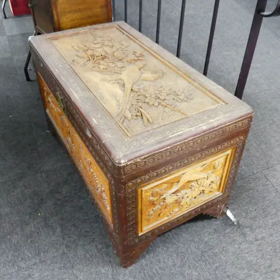 ORIENTAL CARVED CAMPHOR TRUNK 1010x530x585mm
