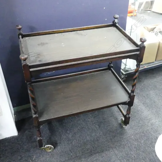 OAK 2 TIER TEA TROLLEY 710x410x835mm